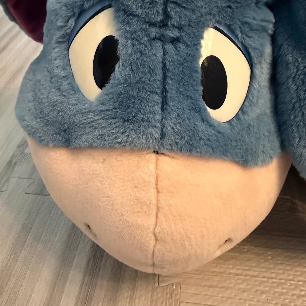 Disney Eeyore Plush Mattel Large Blue Pink Bow Detachable Tail Vintage 90s FLAW - Picture 10 of 16